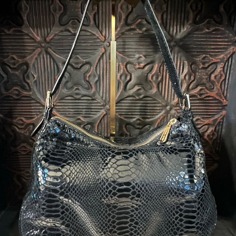 Michael Kors Black Snakeskin Embossed Shoulder Bag NWOT